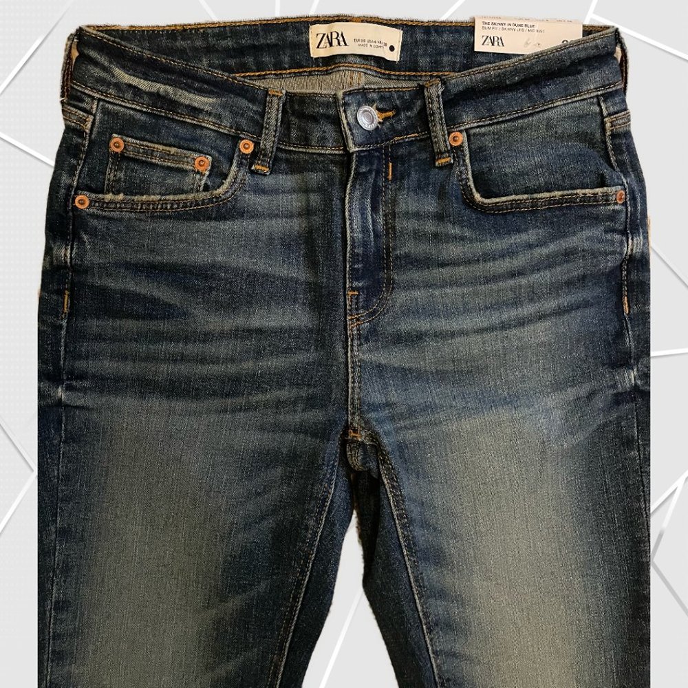 ZARA Premium The Skinny in Dune Blue- Size 4 NWT